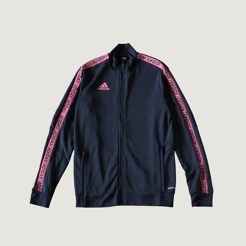 Adidas Track Jacket Navy Pink Tape Logo Aeroready Polyester Sport Small GH6851
